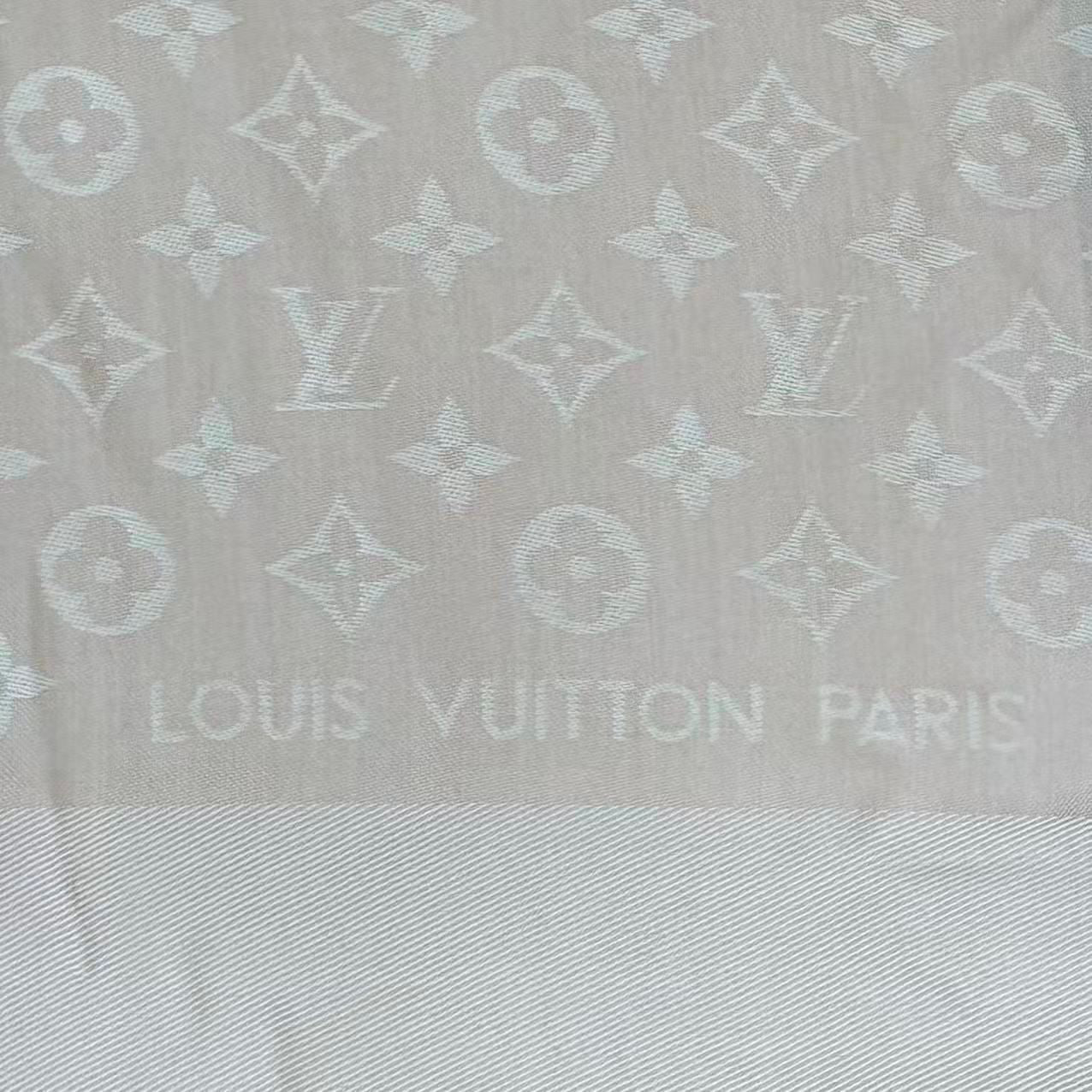 Louis Vuitton Silk Wool Scarf Monogram Beige — view 8