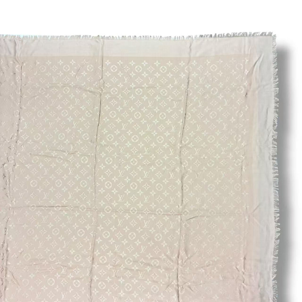 Louis Vuitton Silk Wool Scarf Monogram Beige — view 4