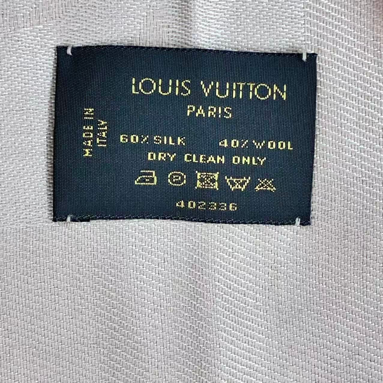 Louis Vuitton Silk Wool Scarf Monogram Beige — view 9