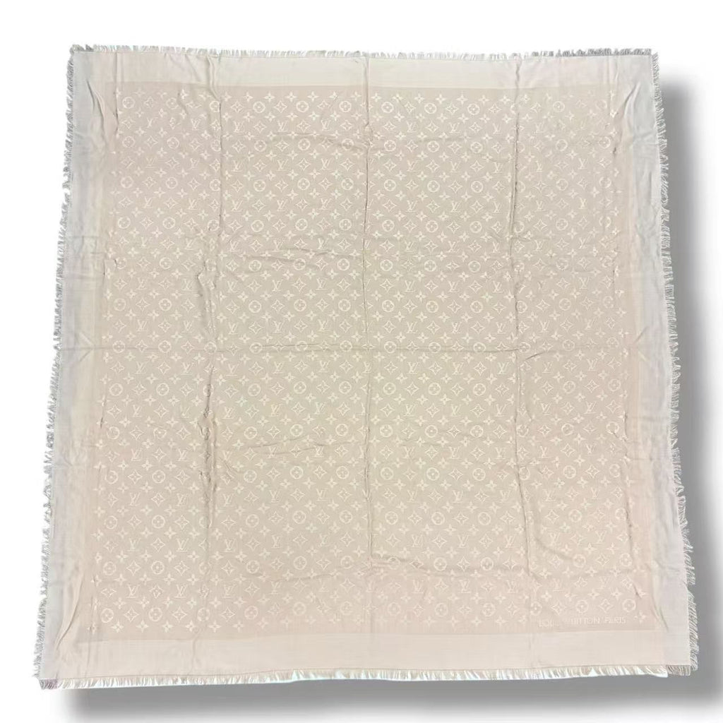 Louis Vuitton Silk Wool Scarf Monogram Beige — view 2