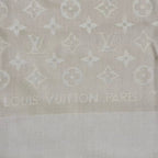 Louis Vuitton Silk Wool Scarf Monogram Beige — view 8