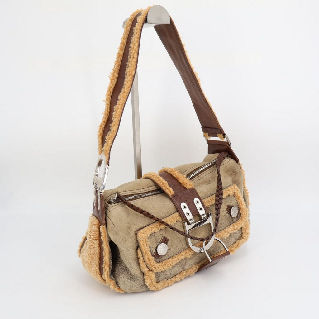 Dior Shearling Bag Handbag Beige