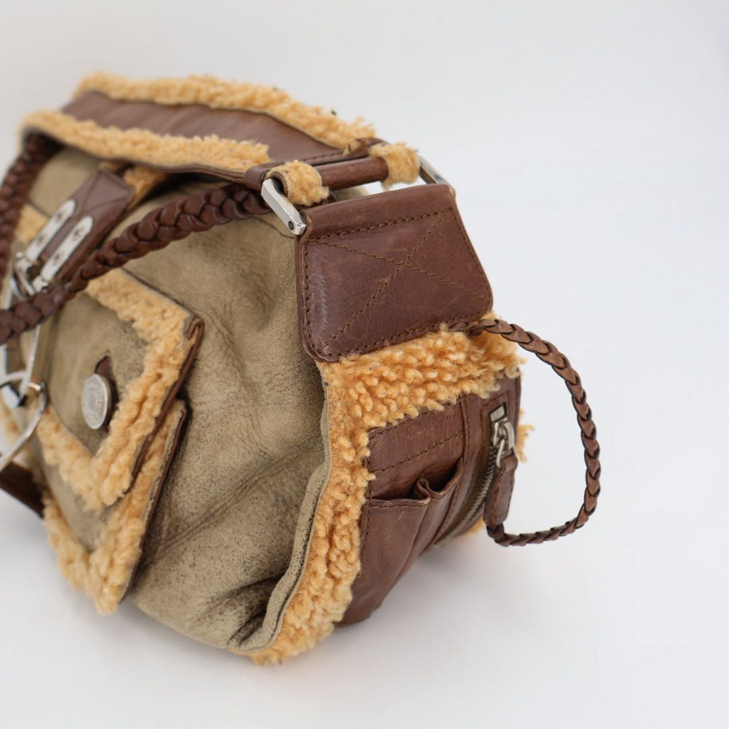 Dior Shearling Bag Handbag Beige — view 8
