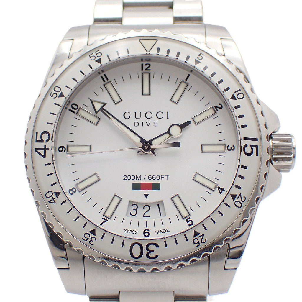Gucci 136.3 Dive Waterproof Quartz Watch White Dial SS Pawn