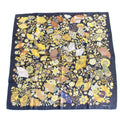 Hermes Carre 90 Scarf Flower Blooming Fabric Fan Silk 100% Black Pawn