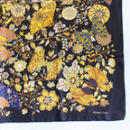 Hermes Carre 90 Scarf Flower Blooming Fabric Fan Silk 100% Black Pawn — view 5