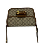 Gucci Horsebit GG Supreme Leather Polyurethane Shoulder Bag Pochette Brown — view 4