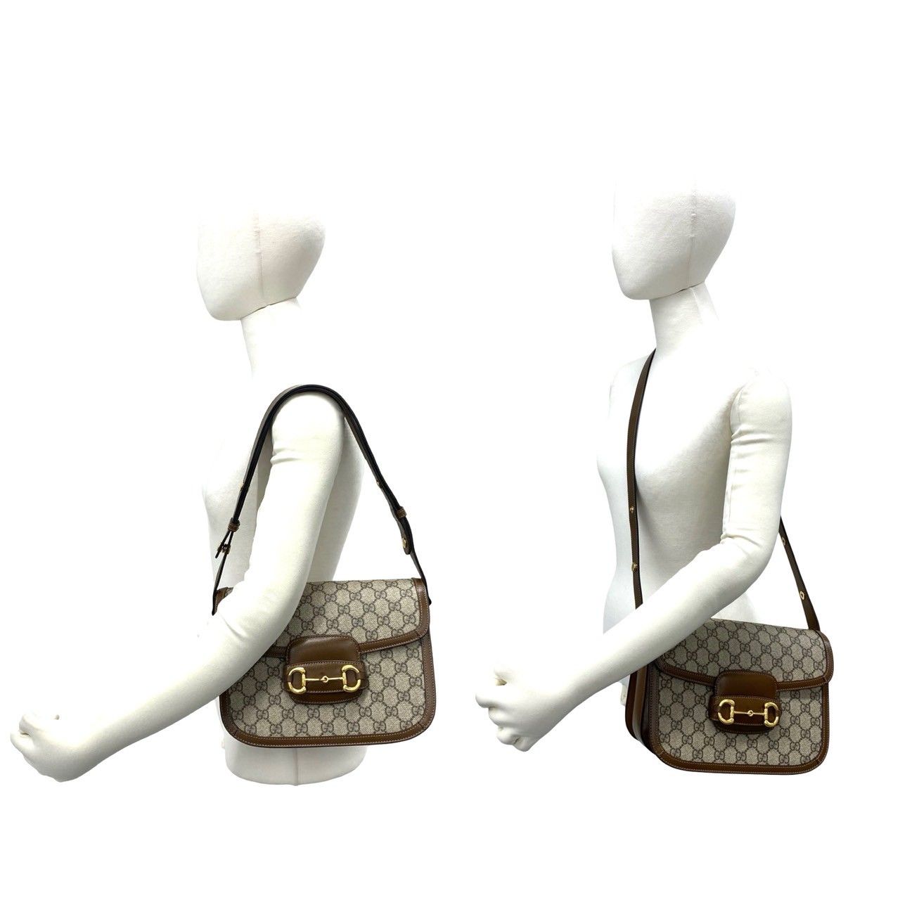 Gucci Horsebit GG Supreme Leather Polyurethane Shoulder Bag Pochette Brown — view 2
