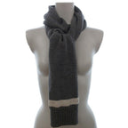 Gucci Wool Knit Scarf GG Line Bicolor Gray Oom Sweater — view 7