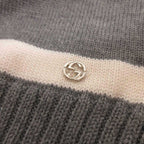 Gucci Wool Knit Scarf GG Line Bicolor Gray Oom Sweater — view 4