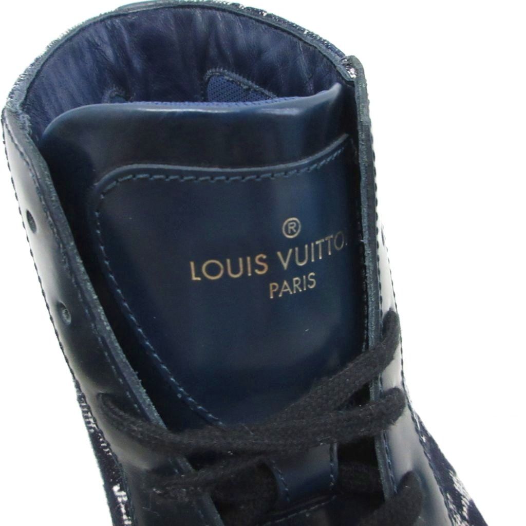 Louis Vuitton Monogram Denim High Cut Sneakers Navy 5 — view 8