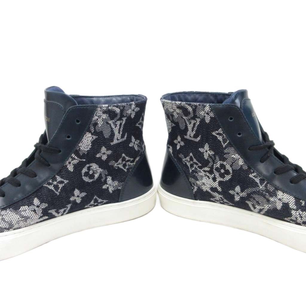 Louis Vuitton Monogram Denim High Cut Sneakers Navy 5 — view 4