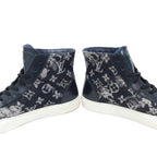 Louis Vuitton Monogram Denim High Cut Sneakers Navy 5 — view 4