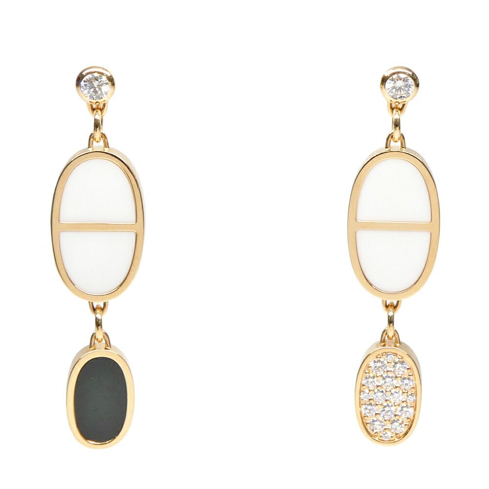 Hermes Earrings Chaine D'ancre Verso Ceramic Diamond