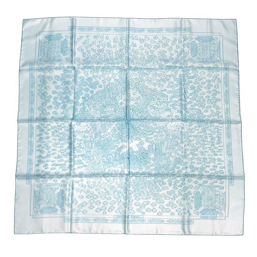 Hermes Scarf Carre 90 Rencontre Ocean Atlantic Encounter Blue