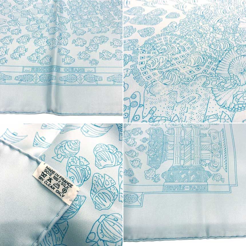 Hermes Scarf Carre 90 Rencontre Ocean Atlantic Encounter Blue — view 3