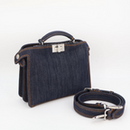Fendi Peekaboo Icy Small Denim 2-Way Handbag Navy