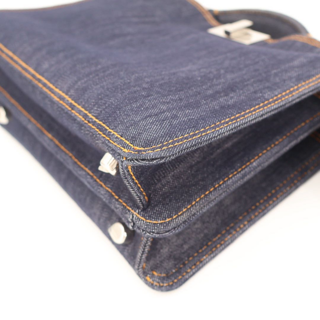 Fendi Peekaboo Icy Small Denim 2-Way Handbag Navy — view 2