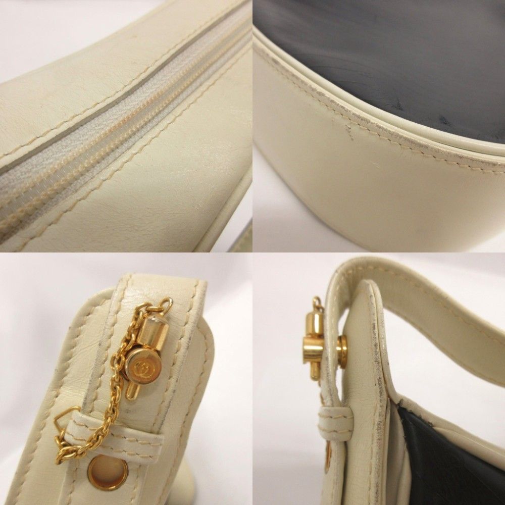 Gucci Shoulder Bag Vintage GG Logo White Navy AA NK — view 9