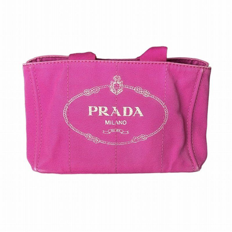 Prada Canapa M Canvas Tote Logo Pink