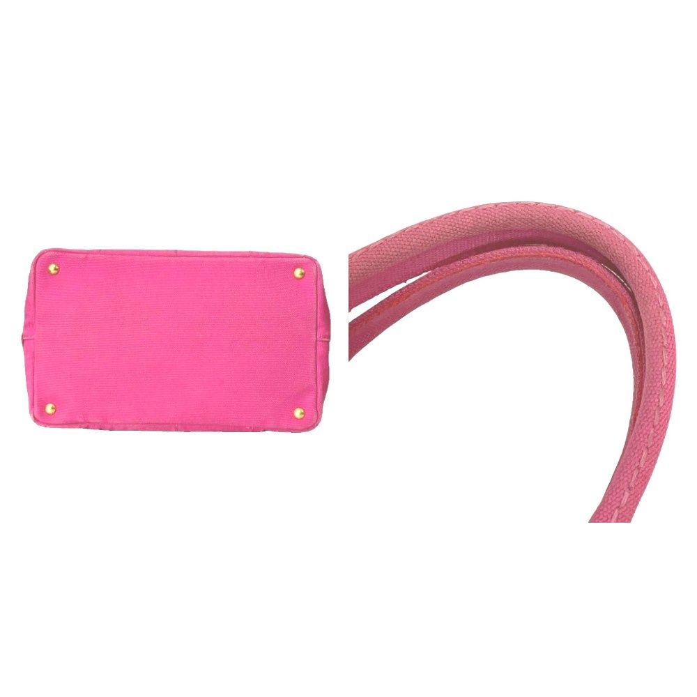 Prada Canapa M Canvas Tote Logo Pink — view 4