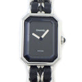 Chanel Watch Premier M Octagonal Black Dial Chain Bracelet Leather SS Quartz