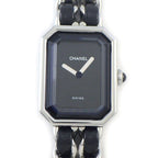 Chanel Watch Premier M Octagonal Black Dial Chain Bracelet Leather SS Quartz