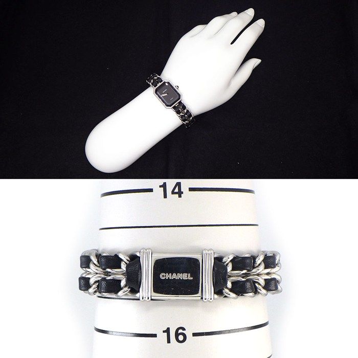 Chanel Watch Premier M Octagonal Black Dial Chain Bracelet Leather SS Quartz — view 9