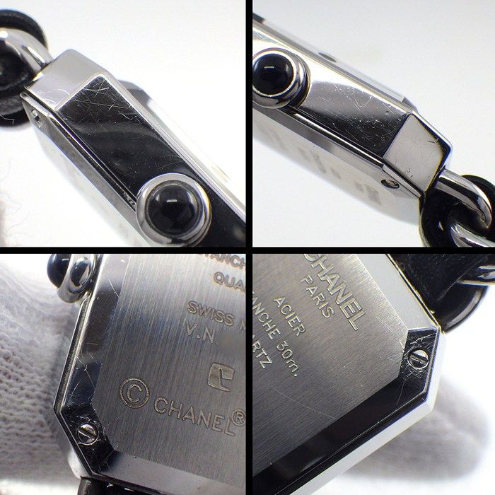 Chanel Watch Premier M Octagonal Black Dial Chain Bracelet Leather SS Quartz — view 7