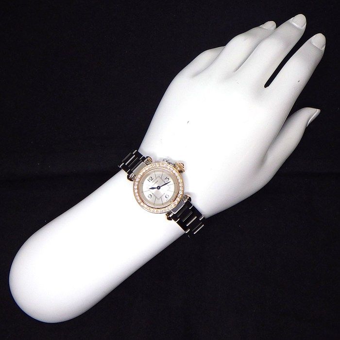 Cartier Watch Miss Pasha Diamond Bezel Silver Sunray Dial 18k Pink Gold SS — view 9