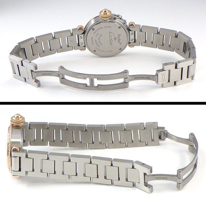 Cartier Watch Miss Pasha Diamond Bezel Silver Sunray Dial 18k Pink Gold SS — view 3
