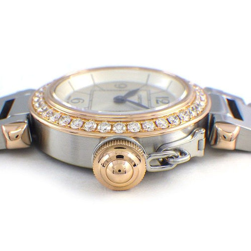 Cartier Watch Miss Pasha Diamond Bezel Silver Sunray Dial 18k Pink Gold SS — view 2