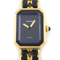 Chanel Watch Premier M Octagonal Black Dial Chain Bracelet Leather Quartz Analog