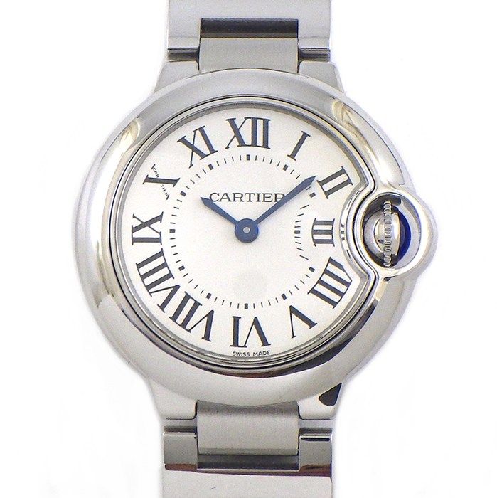 Cartier Watch Baron Blue SM Silver Dial Roman Index SS Quartz Analog