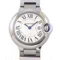 Cartier Watch Baron Blue SM Silver Dial Roman Index SS Quartz Analog