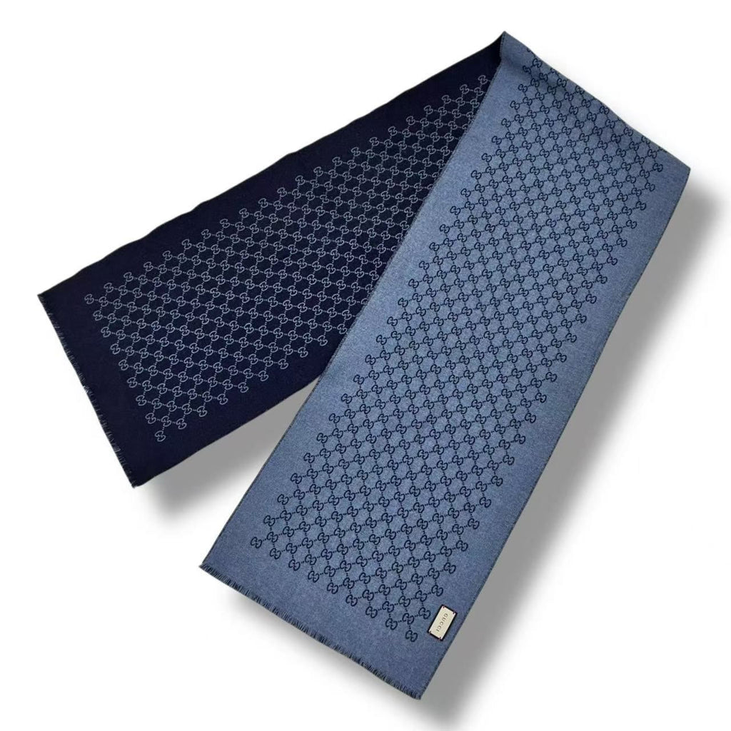 Gucci Shawl Scarf GG Logo Blue — view 5