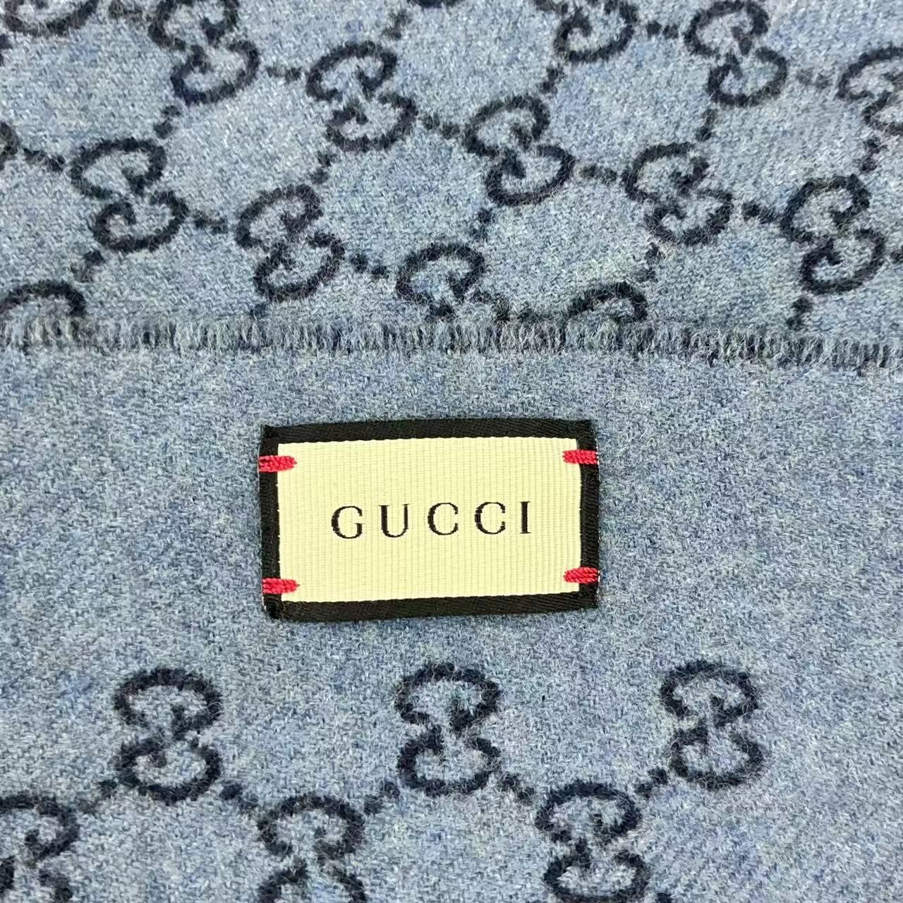 Gucci Shawl Scarf GG Logo Blue — view 6