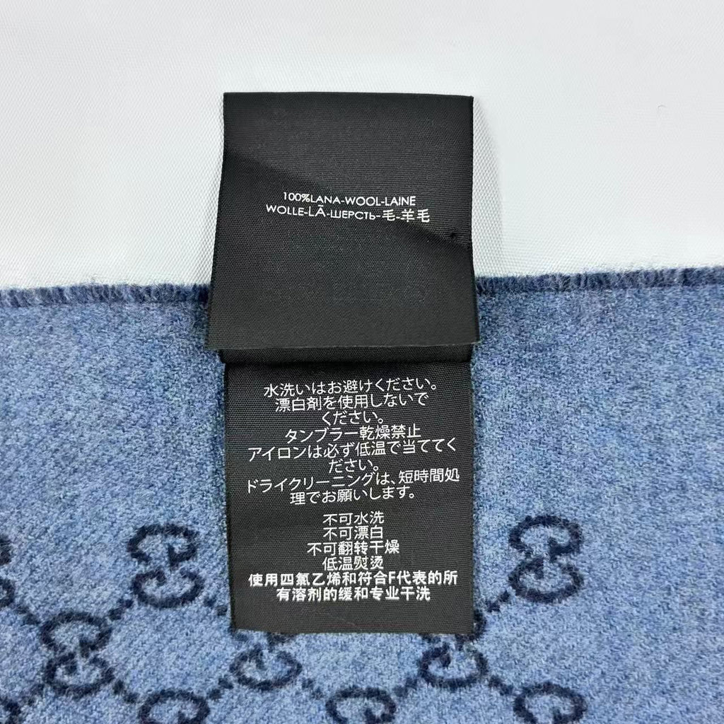 Gucci Shawl Scarf GG Logo Blue — view 8