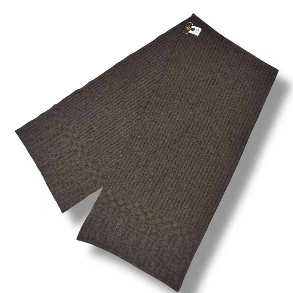 Fendi Scarf Zucca Pattern FF Logo Wool Brown — view 4