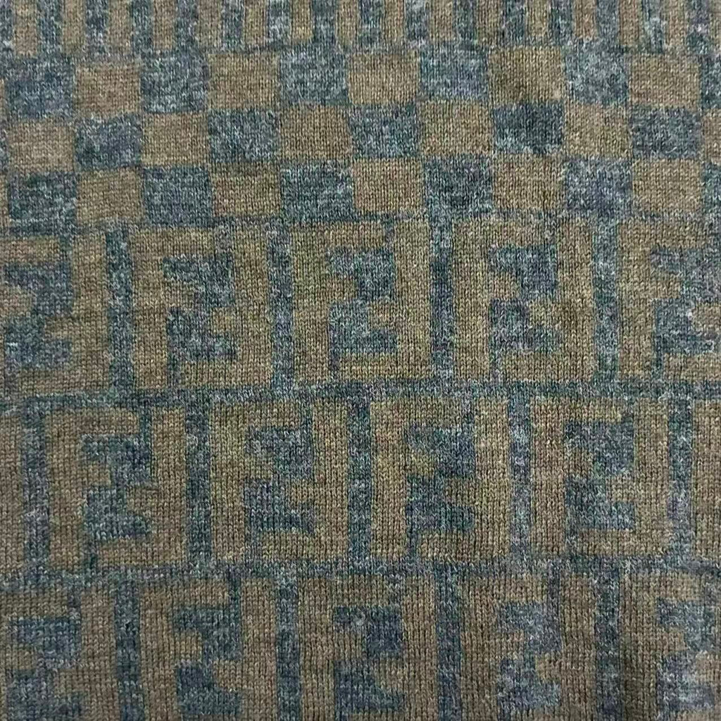 Fendi Scarf Zucca Pattern FF Logo Wool Brown — view 6
