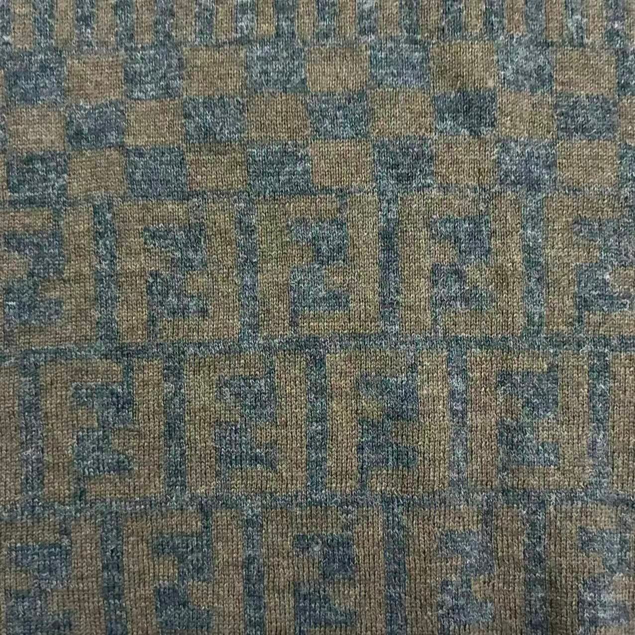 Fendi Scarf Zucca Pattern FF Logo Wool Brown — view 6