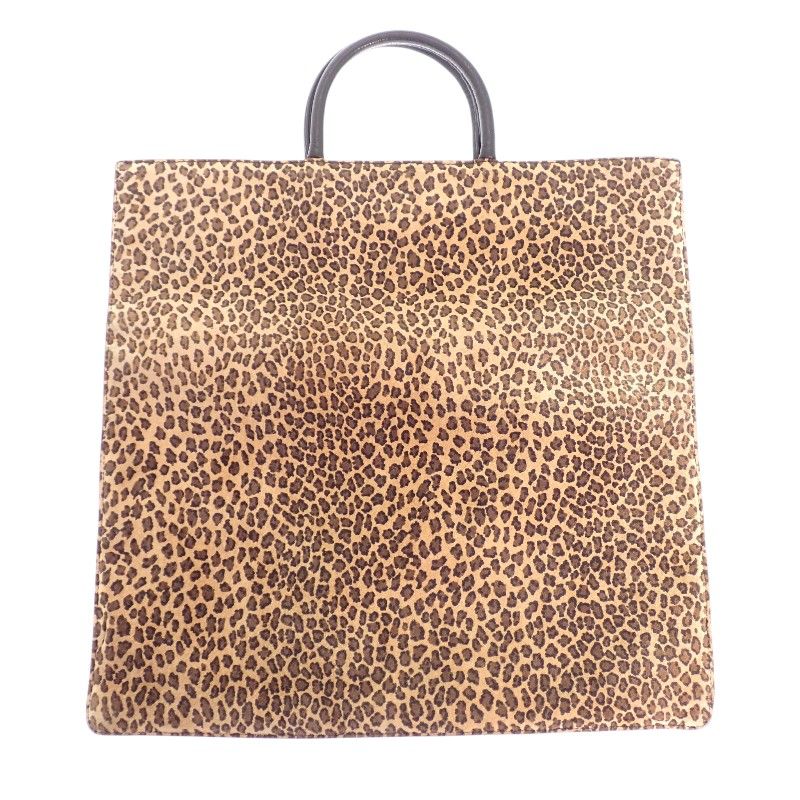 Loewe Anagram Leopard Tote Suede Calf Brown Black Print Vintage — view 2
