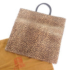 Loewe Anagram Leopard Tote Suede Calf Brown Black Print Vintage