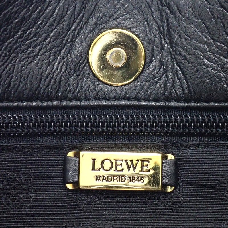 Loewe Anagram Leopard Tote Suede Calf Brown Black Print Vintage — view 6