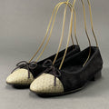 Chanel CC Logo Ballet Shoes Flat 35.5 Black Suede Ribbon
