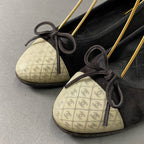 Chanel CC Logo Ballet Shoes Flat 35.5 Black Suede Ribbon — view 5