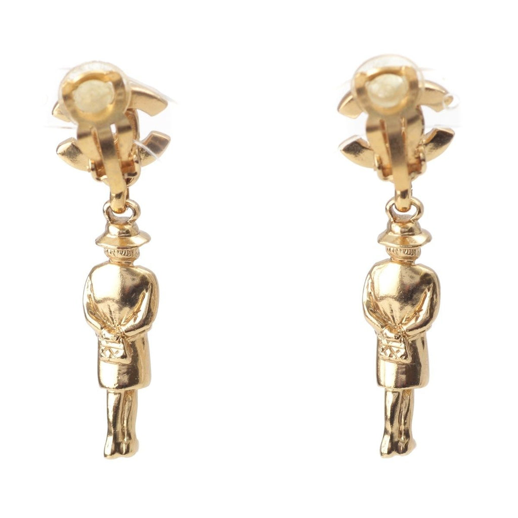 Chanel Mademoiselle CC Logo Earrings Gold — view 2
