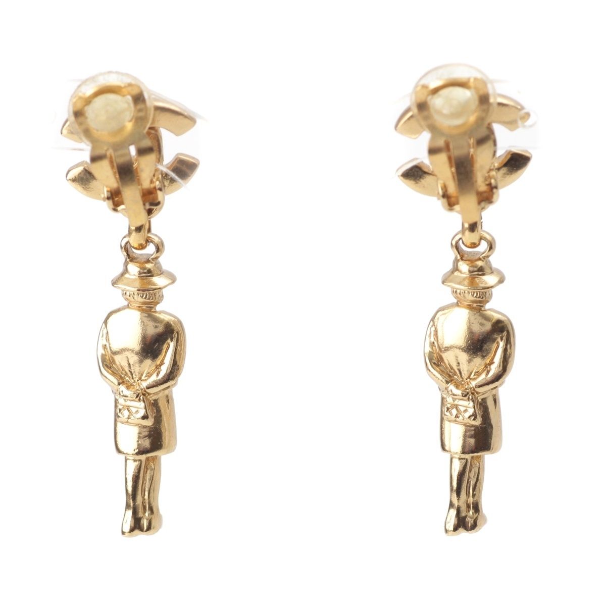 Chanel Mademoiselle CC Logo Earrings Gold — view 2