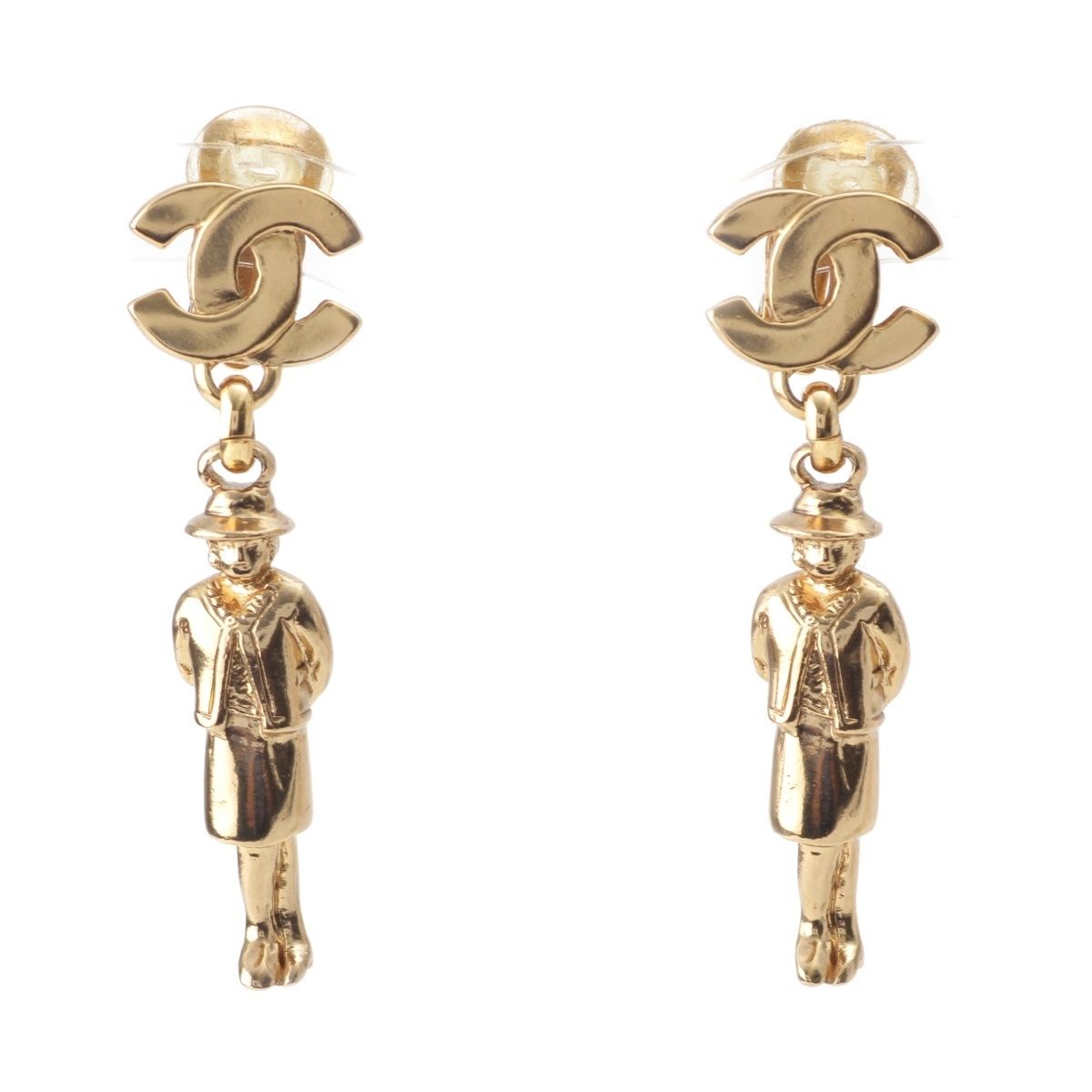 Chanel Mademoiselle CC Logo Earrings Gold