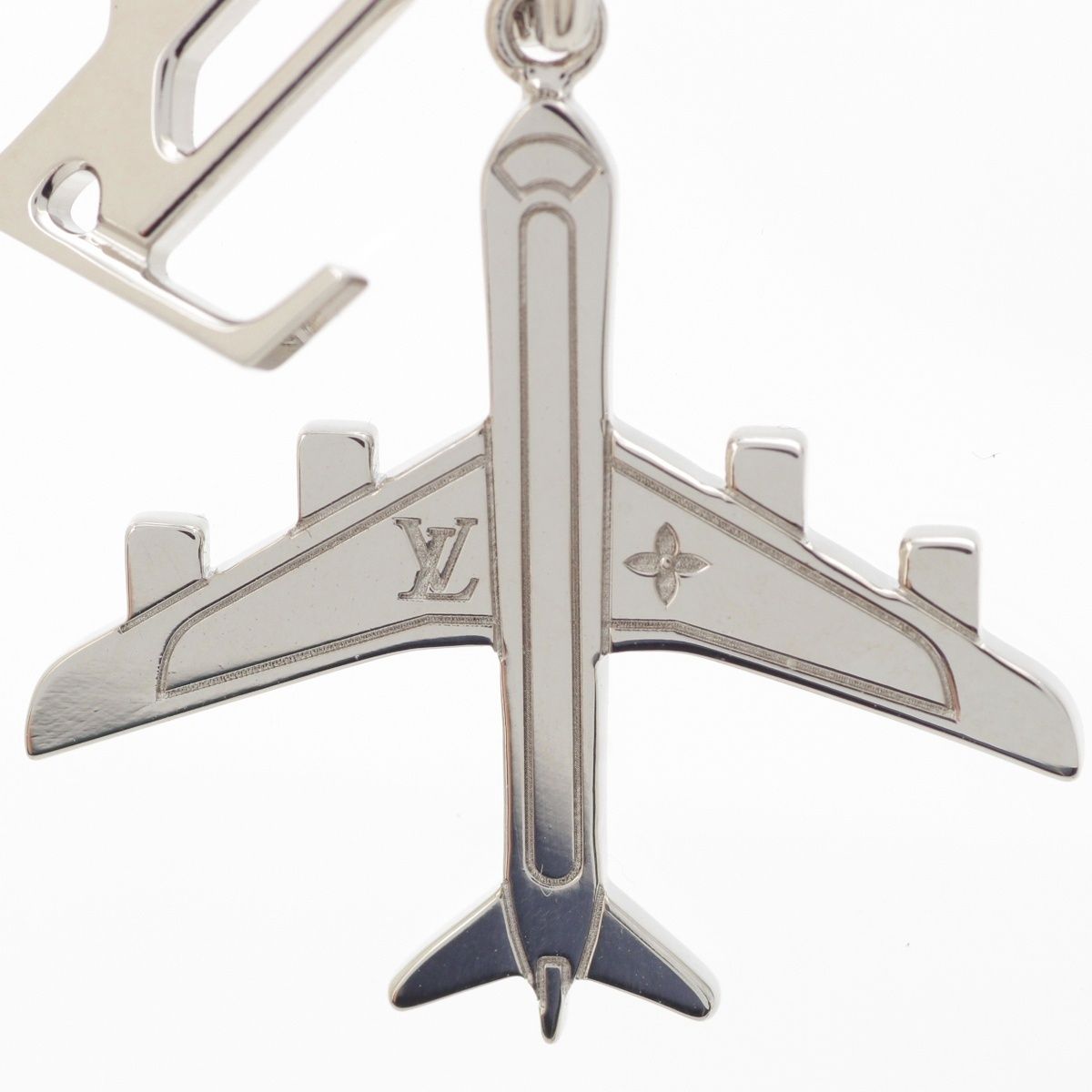 Louis Vuitton Monogram LV Plain Pendant Chain Necklace Logo Airplane Motif — view 5